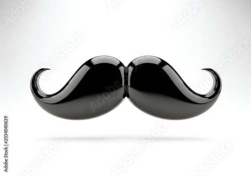 Stylized black moustache icon with facial hair, design element