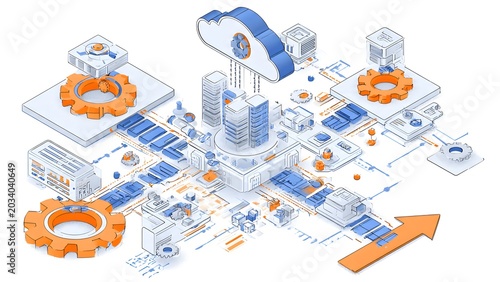 Advanced Cloud Computing and Data Center Infrastructure Illustration.