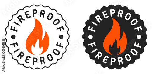 Photos fireproof flame resistant icon set