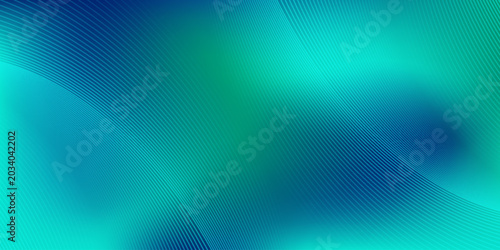 Studio space with blue-green abstract gradient, abstract background with vector line pattern, wall and floor pattern reflecting simple neon light.