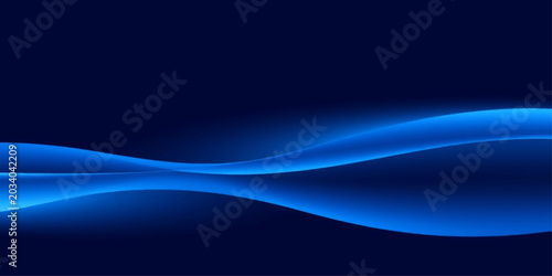 Картината върху платно A mesmerizing abstract wave of deep blue light flows across a dark navy background, creating a sense of dynamic movement and futuristic elegance
