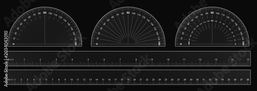 Konstfotografi 180 degree protractor, meter ruler vector