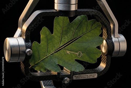 Microscope with Leaf Specimen