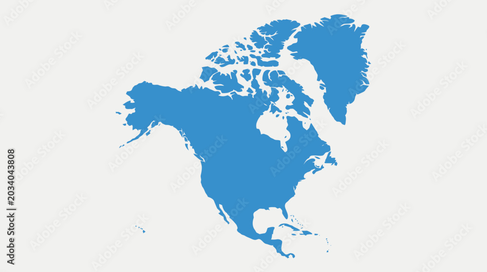 Fototapeta premium Map of North America continent.