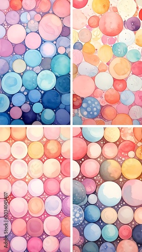 Vibrant multicolored bubble art collage.