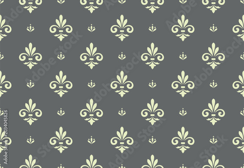 Flower geometric pattern. Seamless vector background. Gray and beige ornament