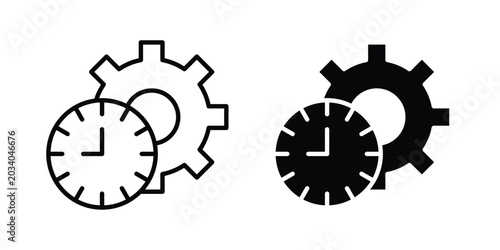 Time management icon vector Illustration, Solid and stroke Style Icon