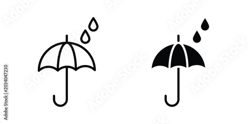 Umbrella with rain drop icon vector Illustration, Solid and stroke Style Icon