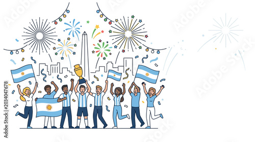 Foto Argentina National Football Team Fans Celebrating Championship Victory