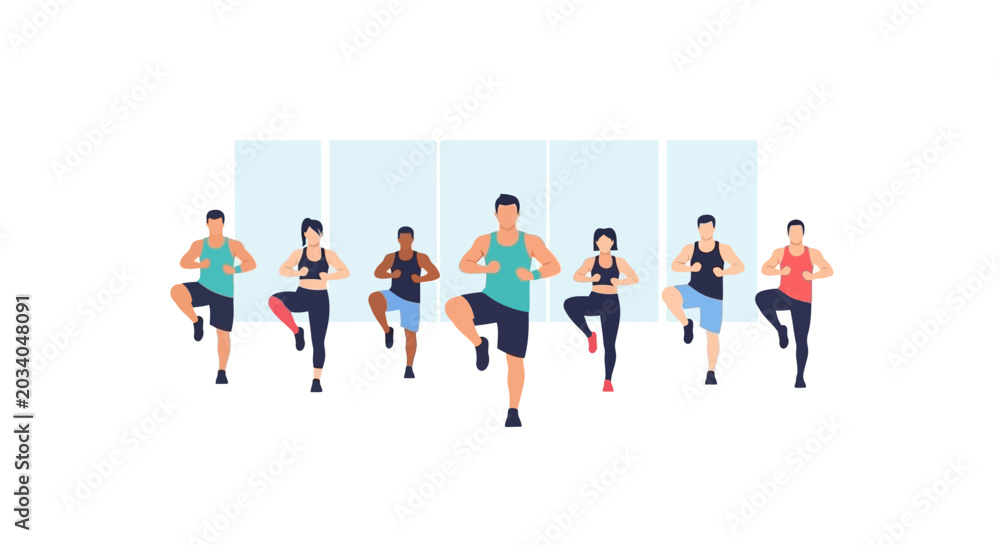 Fototapeta premium Group of People Exercising Together in Fitness Class