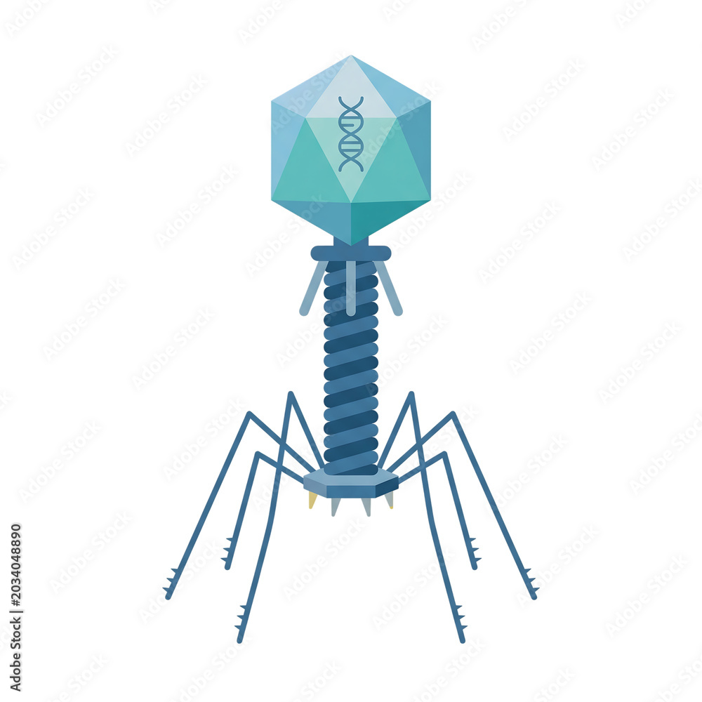 Obraz premium Bacteriophage T2 Virus Isolated on Transparent Background