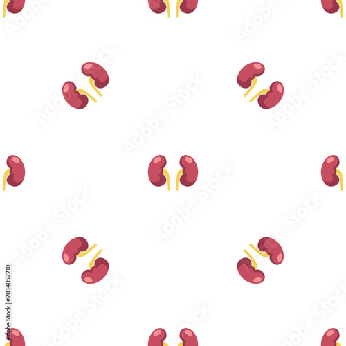 Seamless pattern of human kidney icons on a transparent background