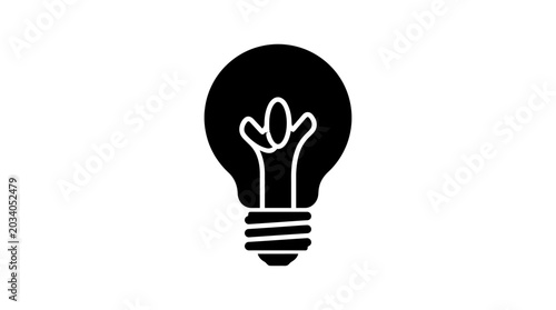 Tableau sur toile Light Bulb Silhouette On White Background Minimalist Icon Design