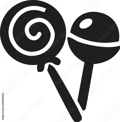 Two lollipops black silhouette on a transparent background