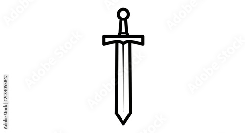 Minimalist sword icon isolated on white background for graphic design