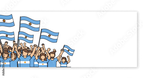 Bild auf Leinwand Happy Argentine Fans Celebrating with Flags