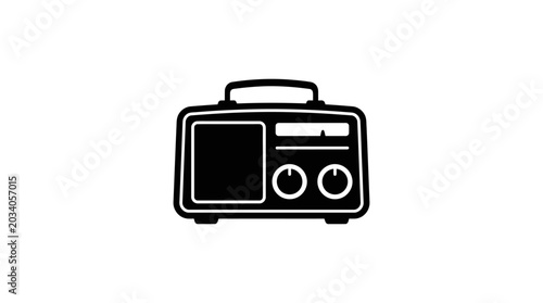 Canvastavla Vintage radio silhouette on a white background simple graphic design