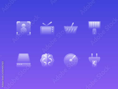Glassy Icons Collection — Modern Gradient UI Vector Icon Pack #07