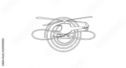 Bild auf Leinwand Detailed sketch of a helicopter rotor 1.
