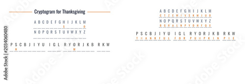 Tableau sur toile Family game cryptogram puzzle for Thanksgiving celebration