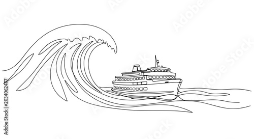 Bild auf Leinwand Large Cruise Ship in the Ocean.
