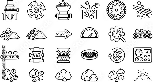 Foto Mining and Mineral Processing Outline Icon Set