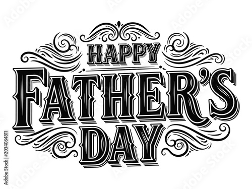 Vintage father's day typography design with flourishes