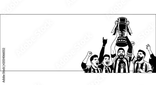 Bilde på lerret Argentina Soccer Team Celebrating Championship Victory with Trophy