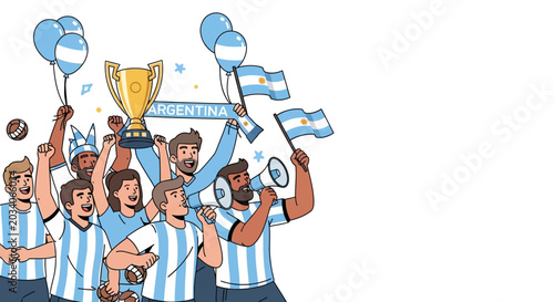 Foto Argentina National Team Soccer Fans Celebrating Championship Victory