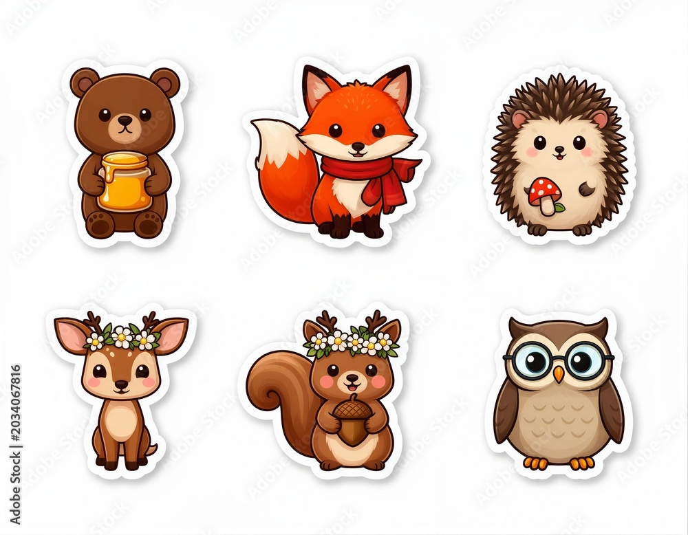 Fototapeta premium Forest Friends Sticker Set