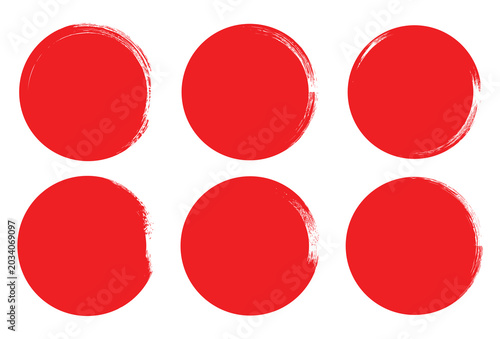 Bild auf Leinwand Set of red color circles brash multicolored