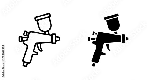Bild auf Leinwand Spray Gun Icons, Paint Sprayer Vector Graphics, Airbrush Tool Symbols, Industria