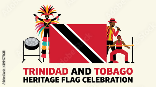 Tableau sur toile Trinidad and Tobago Heritage Flag Celebration Vector Illustration