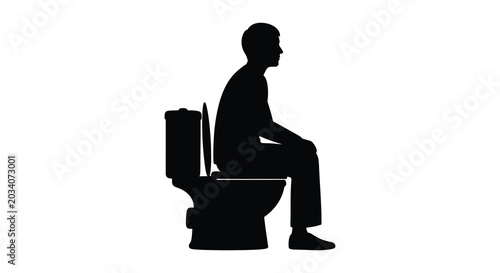 Foto Man Sitting On Toilet Silhouette Against White Background