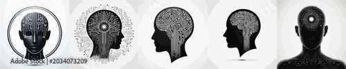 Vector silhouette of artificial intelligence