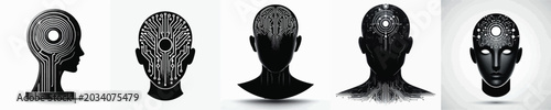 Vector silhouette of artificial intelligence