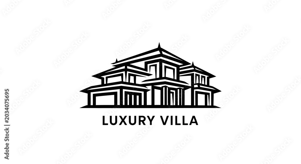 Fototapeta premium Elegant villa illustration depicting modern architectural design