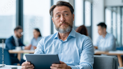 Man Holding Tablet in Office