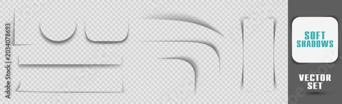 Valokuva Soft shadow element set with smooth curves and blur effects on transparent backg