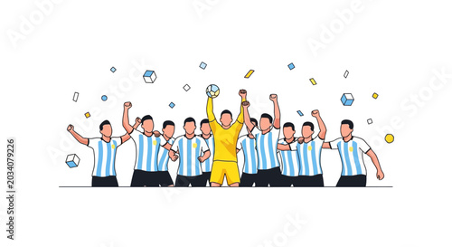 Foto Argentina Soccer Team Celebrating Victory Illustration