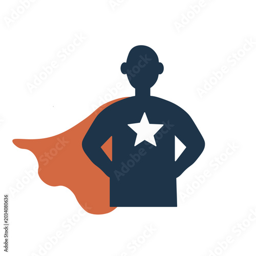 Superhero figure standing confidently with cape and star emblem  