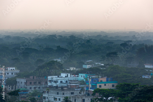 A beautiful top view of green trees taken from the Upazila Parishad area of Char Fashion area in Bhola district.