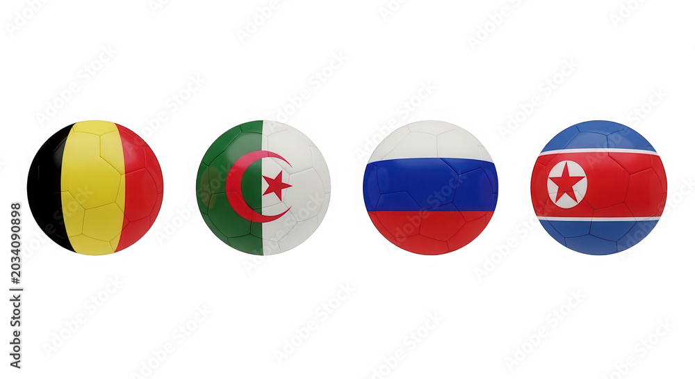 Naklejka premium Set of four round country flags including belgium algeria russia and korea isolated on transparent background