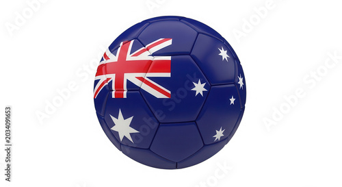 Soccer ball with the national flag of australia pattern design isolated on transparent background