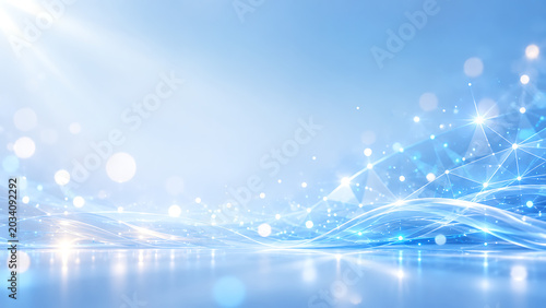 Abstract Futuristic Network Connection and Technology Concept with Light Effects