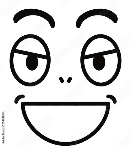 Cute smug smirking cartoon face expression illustration