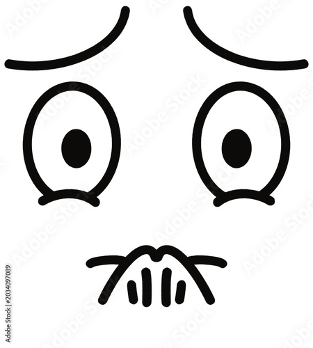 Cute worried anxious face expression with sad eyes illustration