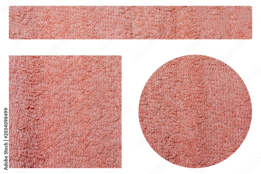 Fototapeta premium Pink Distressed Fabric Geometric Shape Elements with Rough Grunge Texture on Transparent Background