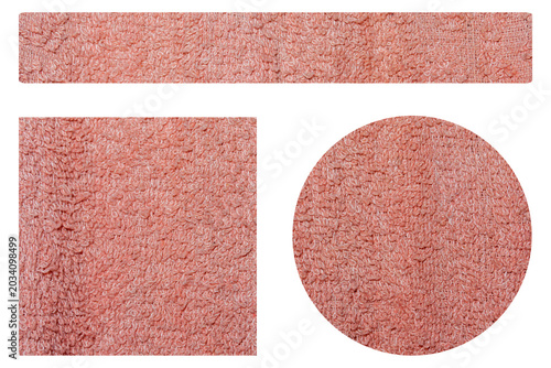 Pink Distressed Fabric Geometric Shape Elements with Rough Grunge Texture on Transparent Background