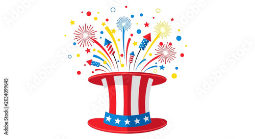 Tableau sur toile Uncle Sam Hat Fireworks Celebration